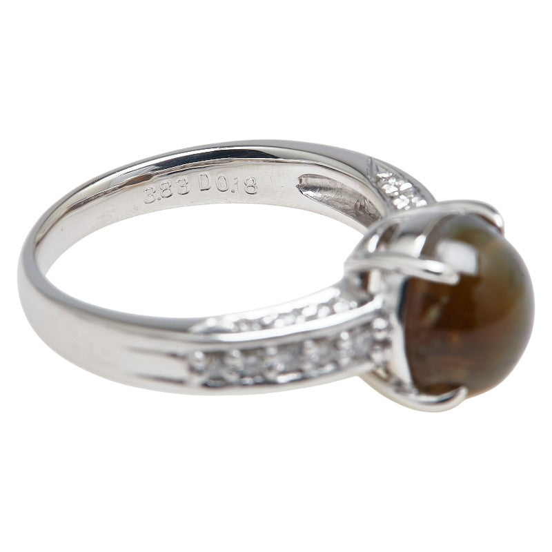 K18WG ホワイトゴールド キャッツアイ3.83ct ダイヤ0.18ct リング 指輪 レディース 11.5号 【中古】