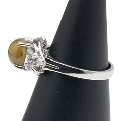 Pt900 プラチナ キャッツアイ2.567ct ダイヤ0.10ct リング 指輪 レディース 10.5号 【中古】