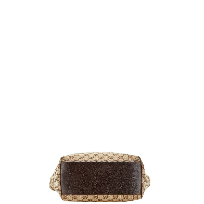 グッチ GGキャンバス ショルダーバッグ トートバッグ 153009 ベージュ ブラウン キャンバス レザー レディース GUCCI 【中古】