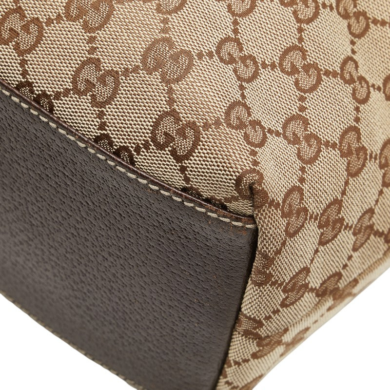 グッチ GGキャンバス ショルダーバッグ トートバッグ 153009 ベージュ ブラウン キャンバス レザー レディース GUCCI 【中古】