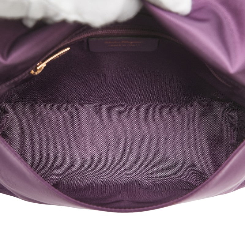 サルヴァトーレフェラガモ ヴァラリボン ショルダーバッグ パープル ナイロン レザー レディース Salvatore Ferragamo 【中古】