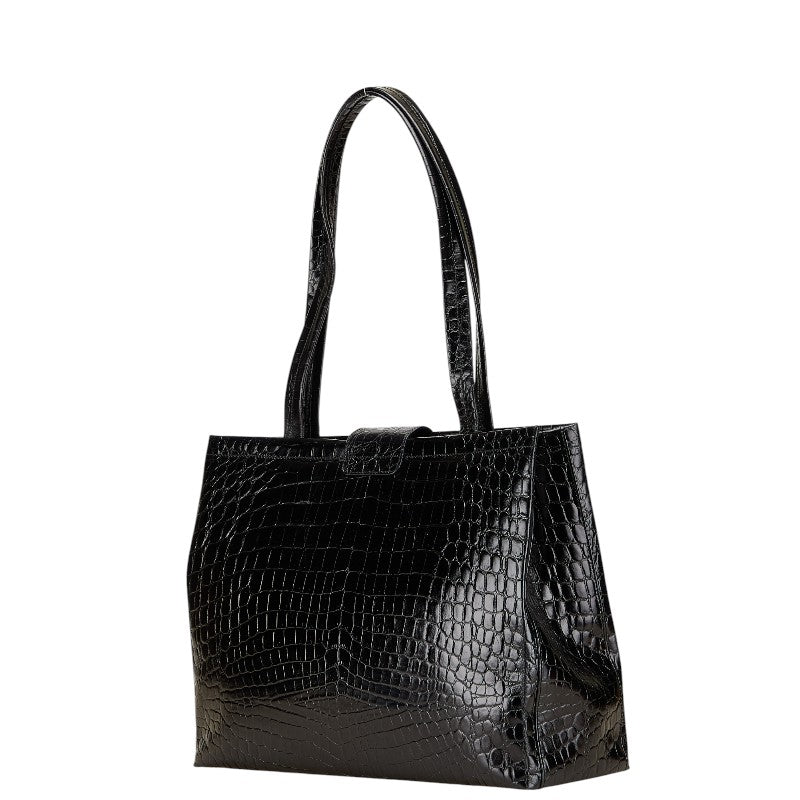 サルヴァトーレフェラガモ ヴァラ 型押し ハンドバッグ トートバッグ ブラック レザー レディース Salvatore Ferragamo 【中古】