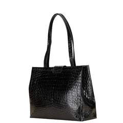 サルヴァトーレフェラガモ ヴァラ 型押し ハンドバッグ トートバッグ ブラック レザー レディース Salvatore Ferragamo 【中古】