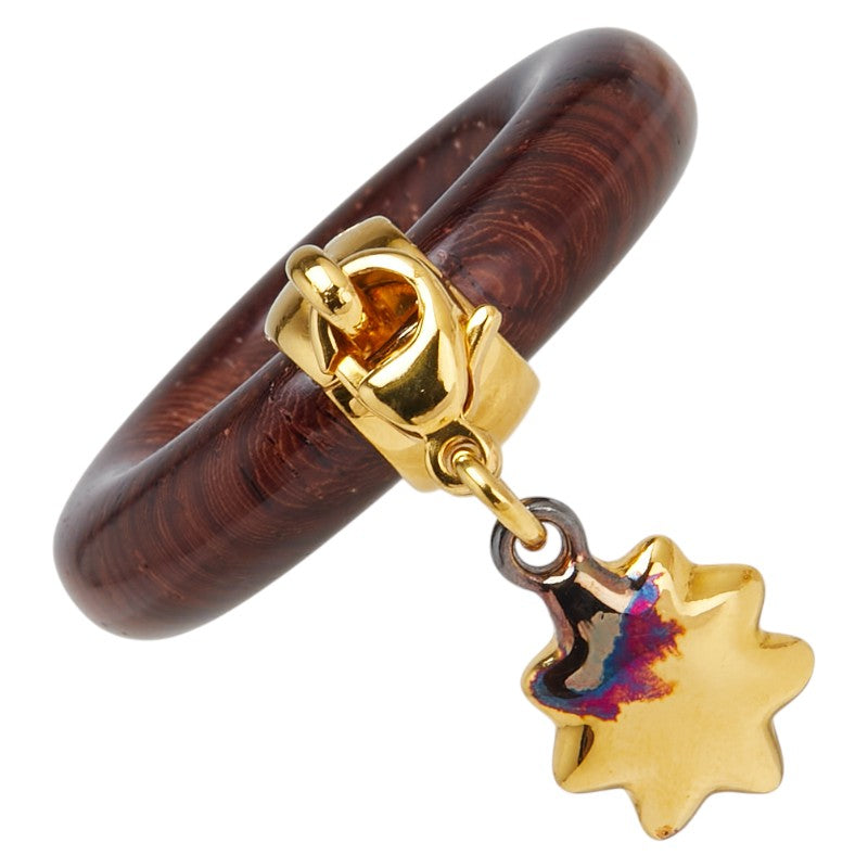 エルメス 星を巡る旅展 スカーフリング ブラウン ゴールド ウッド メッキ レディース HERMES 【中古】