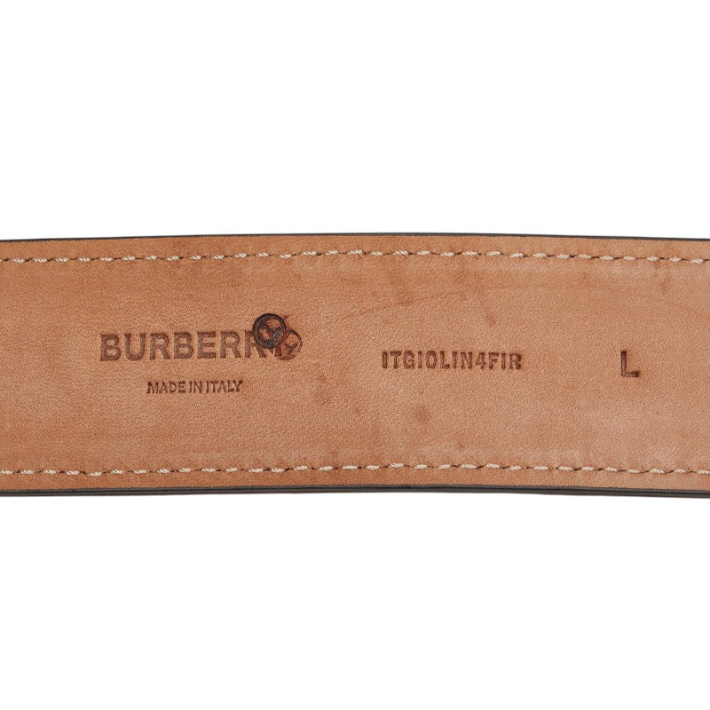 バーバリー TBロゴ ベルト サイズ：L ホワイト ブラウン キャンバス レザー レディース BURBERRY 【中古】
