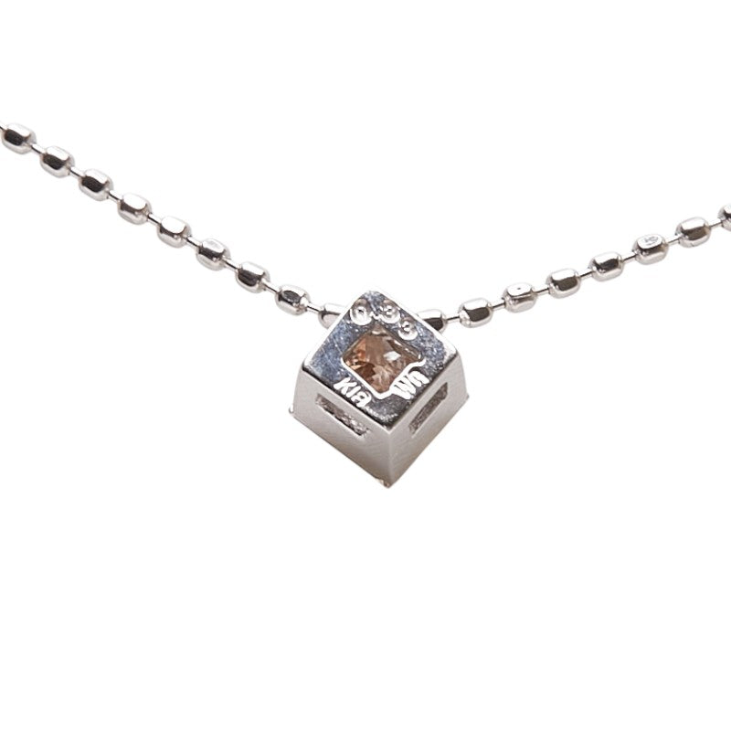 K18WG ホワイトゴールド ダイヤ0.33ct ペンダントネックレス レディース 【中古】
