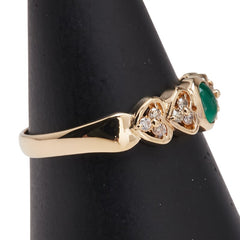 K18YG イエローゴールド エメラルド0.21ct ダイヤ0.12ct ハート モチーフ リング 指輪 レディース 15号 【中古】