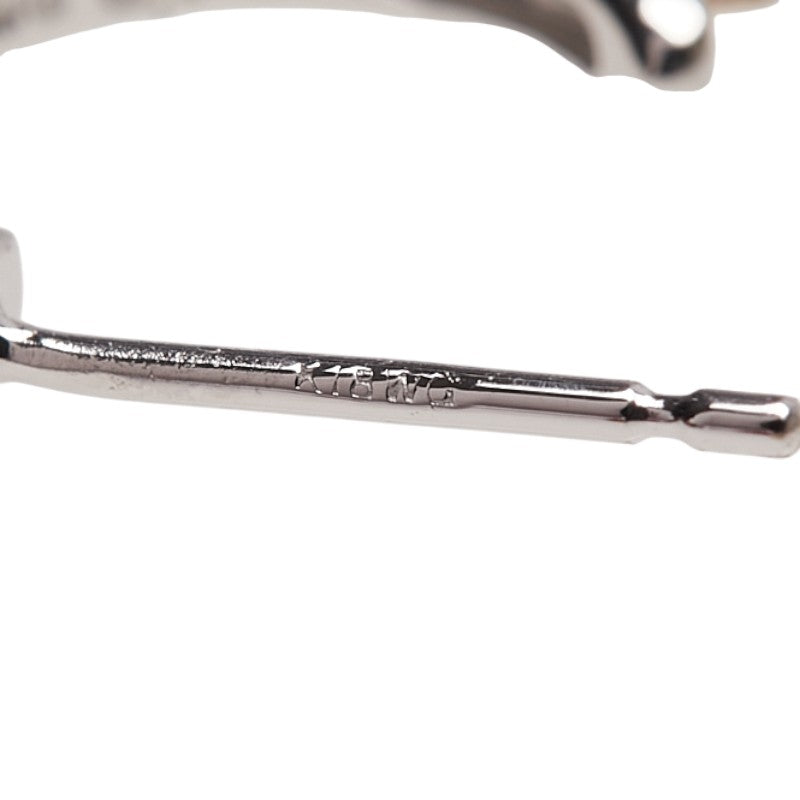 K18WG ホワイトゴールド ダイヤ0.36ct フープ スタッド ピアス レディース 【中古】