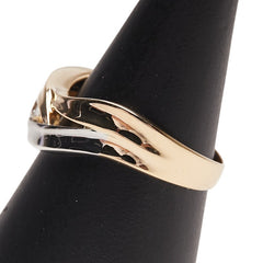 シルバー K18YG イエローゴールド Pt900 プラチナ コンビ ダイヤ0.10ct 田中貴金属 1P リング 指輪 レディース 13号 【中古】