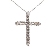Pt900 プラチナ Pt850 プラチナ ダイヤ1.00ct 十字架 クロス モチーフ ペンダントネックレス レディース 【中古】