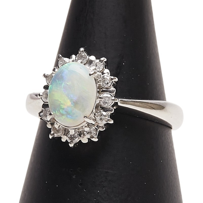Pt900 プラチナ オパール ダイヤ リング 指輪 レディース 12号 【中古】