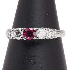 Pt900 プラチナ ルビー0.28ct ダイヤ0.68ct リング 指輪 レディース 11号 【中古】