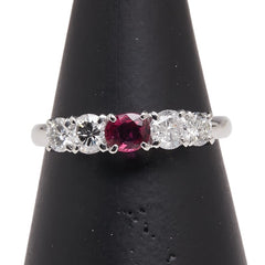 Pt900 プラチナ ルビー0.28ct ダイヤ0.68ct リング 指輪 レディース 11号 【中古】