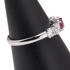 Pt900 プラチナ ルビー0.28ct ダイヤ0.68ct リング 指輪 レディース 11号 【中古】