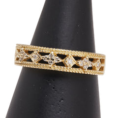 スタージュエリー K18YG イエローゴールド ダイヤ0.16ct リング 指輪 レディース STAR JEWELRY 15.5号 【中古】