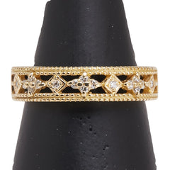 スタージュエリー K18YG イエローゴールド ダイヤ0.16ct リング 指輪 レディース STAR JEWELRY 15.5号 【中古】