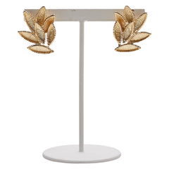 K18YG イエローゴールド リーフ 葉 モチーフ スタッドピアス レディース 【中古】