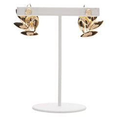 K18YG イエローゴールド リーフ 葉 モチーフ スタッドピアス レディース 【中古】