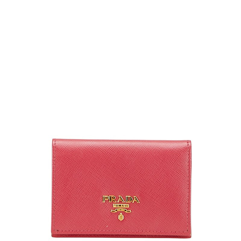プラダ カードケース 名刺入れ ピンク レザー レディース PRADA 【中古】