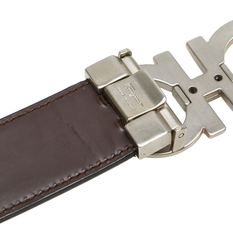 サルヴァトーレフェラガモ ガンチーニ ベルト ブラック ブラウン レザー レディース Salvatore Ferragamo 【中古】