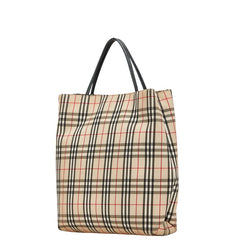 バーバリー ノバチェック ハンドバッグ トートバッグ ベージュ ブラック キャンバス レザー レディース BURBERRY 【中古】
