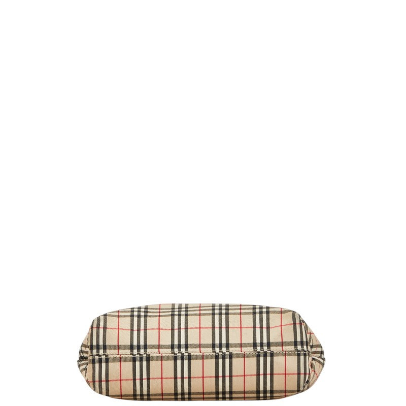 バーバリー ノバチェック ハンドバッグ トートバッグ ベージュ ブラック キャンバス レザー レディース BURBERRY 【中古】
