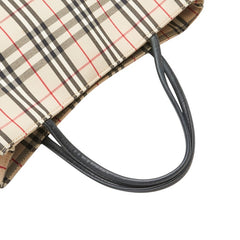 バーバリー ノバチェック ハンドバッグ トートバッグ ベージュ ブラック キャンバス レザー レディース BURBERRY 【中古】