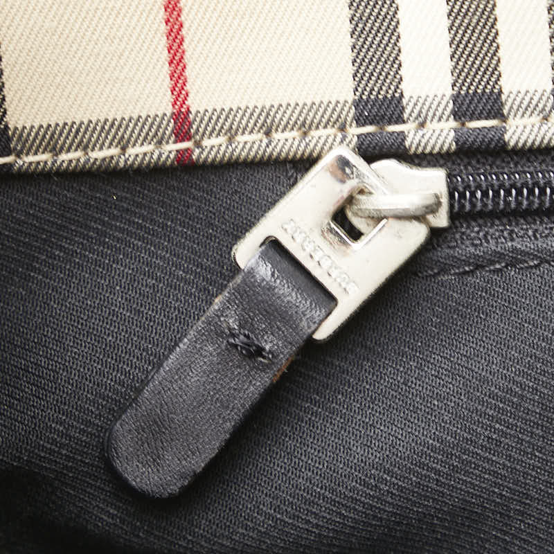 バーバリー ノバチェック ハンドバッグ トートバッグ ベージュ ブラック キャンバス レザー レディース BURBERRY 【中古】