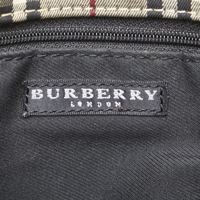 バーバリー ノバチェック ハンドバッグ トートバッグ ベージュ ブラック キャンバス レザー レディース BURBERRY 【中古】