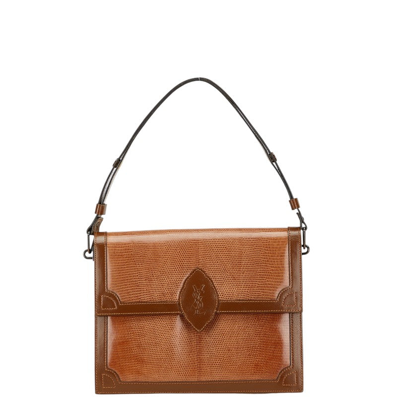 サンローラン YSLロゴ ワンショルダーバッグ ブラウン レザー レディース SAINT LAURENT 【中古】
