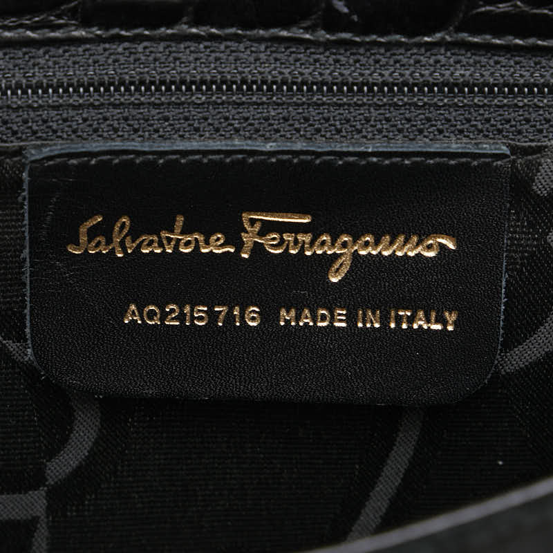 サルヴァトーレフェラガモ ガンチーニ ショルダーバッグ ブラック レザー スウェット レディース Salvatore Ferragamo 【中古】