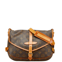 ルイ ヴィトン モノグラム ソミュールMM 斜め掛け ショルダーバッグ M40710 ブラウン PVC レザー レディース LOUIS VUITTON 【中古】