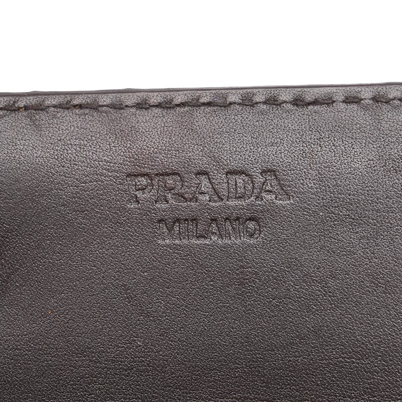 プラダ ロゴジャガード 長財布 ブラウン キャンバス レザー レディース PRADA 【中古】