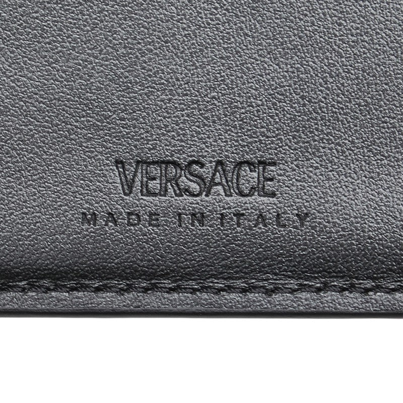 ヴェルサーチェ メドゥーサ 二つ折り財布 ブラック レザー レディース VERSACE 【中古】