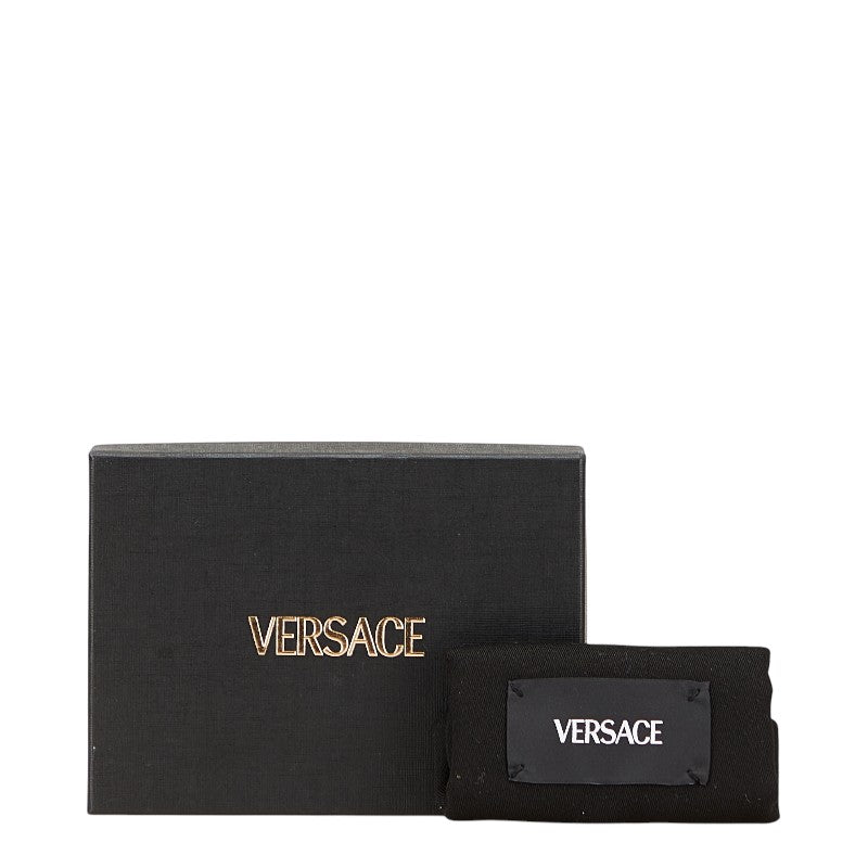 ヴェルサーチェ メドゥーサ 二つ折り財布 ブラック レザー レディース VERSACE 【中古】