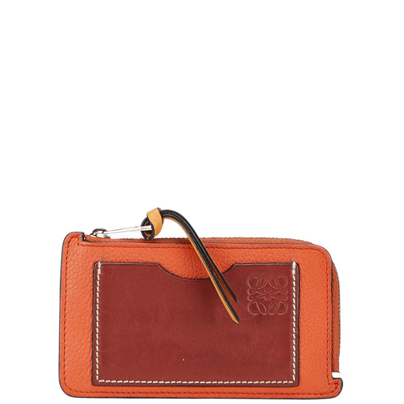 ロエベ アナグラム コインケース 小銭入れ オレンジ レッド レザー レディース LOEWE 【中古】