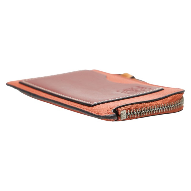 ロエベ アナグラム コインケース 小銭入れ オレンジ レッド レザー レディース LOEWE 【中古】