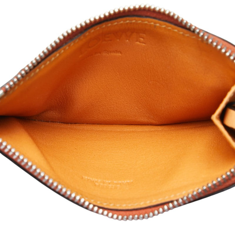 ロエベ アナグラム コインケース 小銭入れ オレンジ レッド レザー レディース LOEWE 【中古】