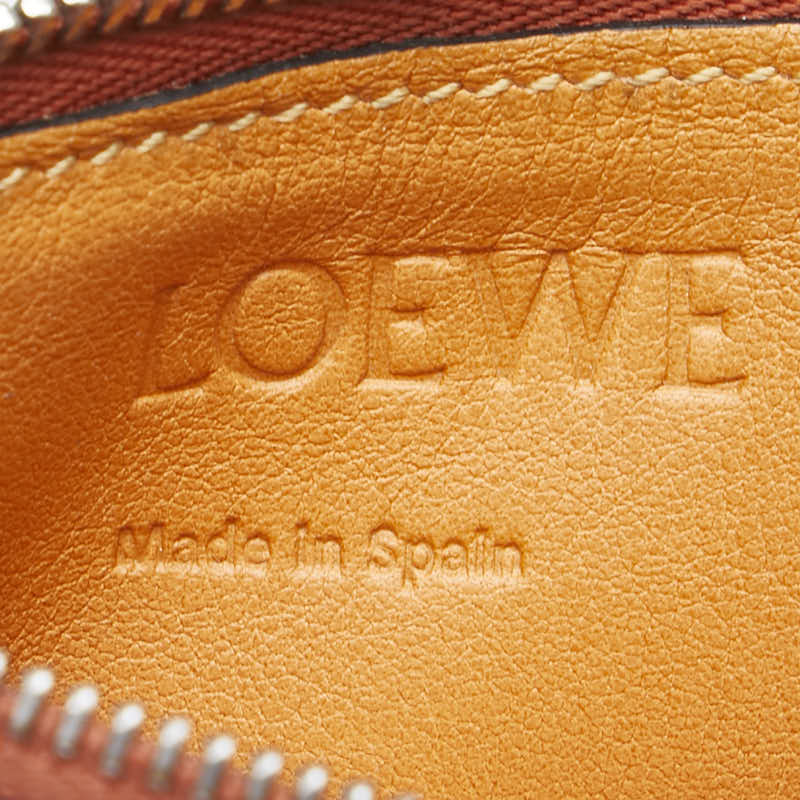 ロエベ アナグラム コインケース 小銭入れ オレンジ レッド レザー レディース LOEWE 【中古】