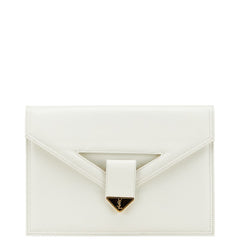 サンローラン YSLロゴ クラッチバッグ セカンドバッグ ホワイト ゴールド レザー レディース SAINT LAURENT 【中古】