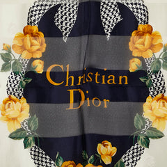 ディオール 花 フラワー モチーフ スカーフ ブラック ホワイト マルチカラー シルク レディース Dior 【中古】