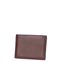 プラダ 三角ロゴプレート カードケース ワインレッド レザー レディース PRADA 【中古】