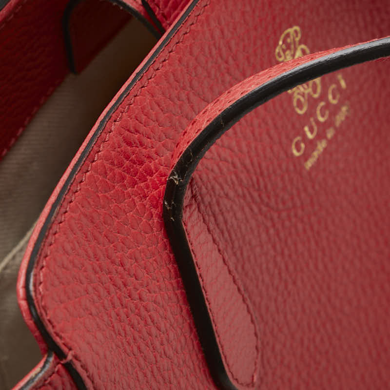 グッチ チルドレンズ スウィング ミニトート ハンドバッグ 355640 レッド ピンク レザー レディース GUCCI 【中古】