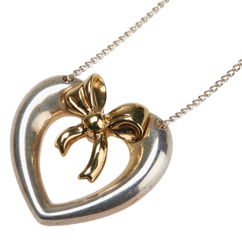 ティファニー ハートリボン ネックレス SV925 シルバー K18YG イエローゴールド レディース TIFFANY&Co. 【中古】