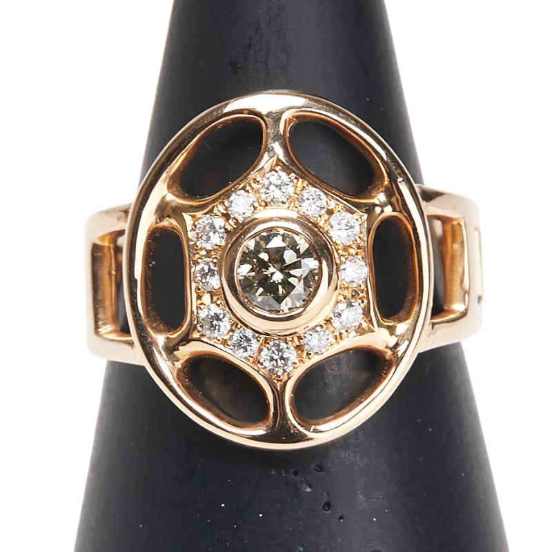 K18PG ピンクゴールド ブラウンダイヤ0.256ct ダイヤ0.18ct リング 指輪 レディース 13号 【中古】