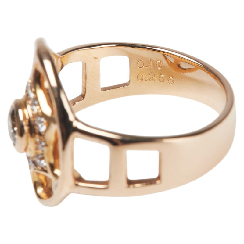 K18PG ピンクゴールド ブラウンダイヤ0.256ct ダイヤ0.18ct リング 指輪 レディース 13号 【中古】