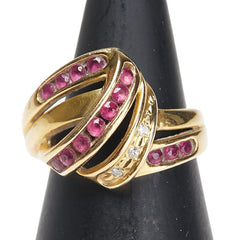 K18YG イエローゴールド ルビー ダイヤ リング 指輪 レディース 5号 【中古】