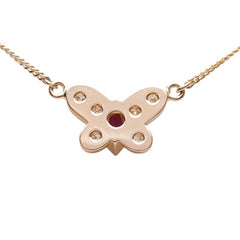 K18YG イエローゴールド ルビー ダイヤ 蝶 バタフライ モチーフ ネックレス レディース 【中古】