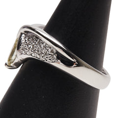 Pt900 プラチナ ダイヤ0.45ct ダイヤ0.23ct パヴェ V字 リング 指輪 レディース 10.5号 【中古】