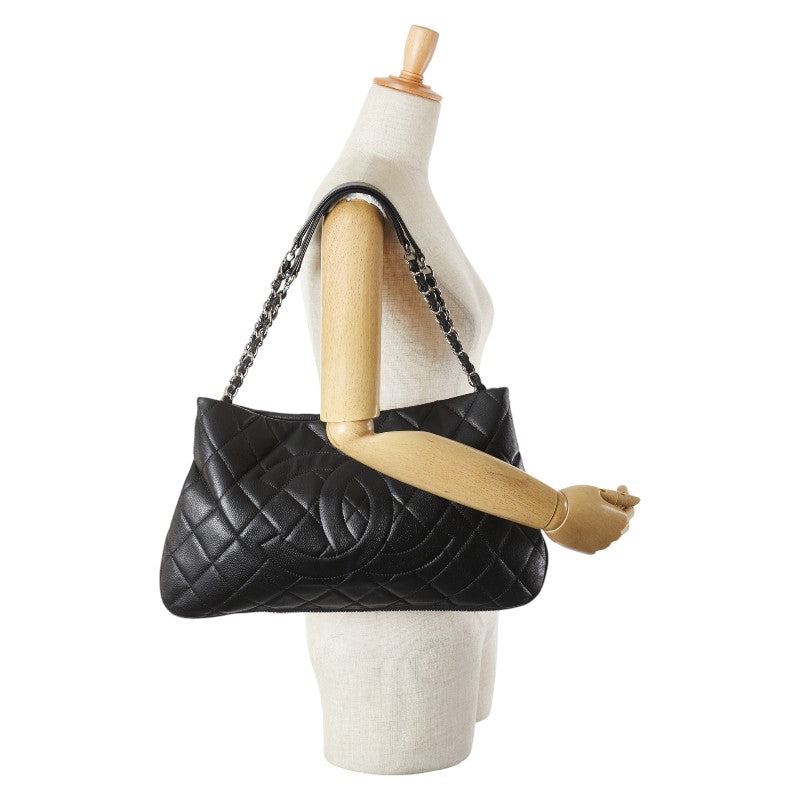 シャネル ココマーク マトラッセ チェーン トートバッグ ブラック ソフトキャビアスキン レディース CHANEL 【中古】